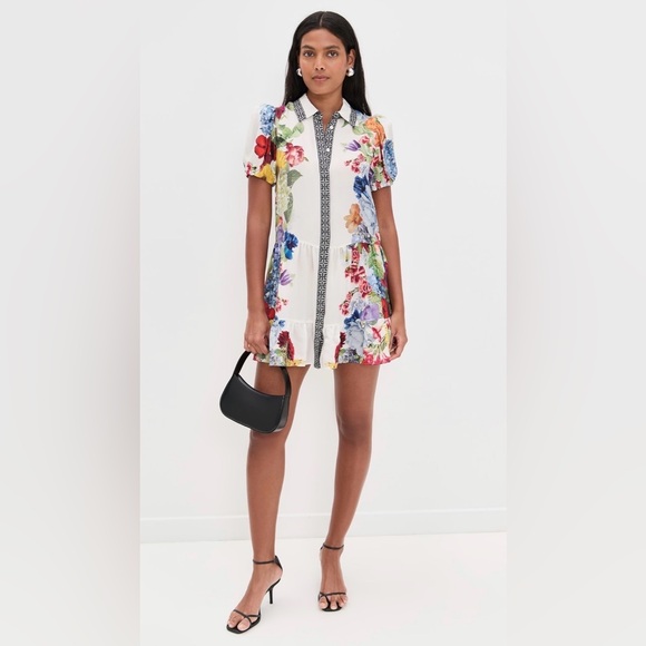 Alice + Olivia Dresses & Skirts - Alice + Olivia Claire Placed Floral Tiered Mini Shirtdress